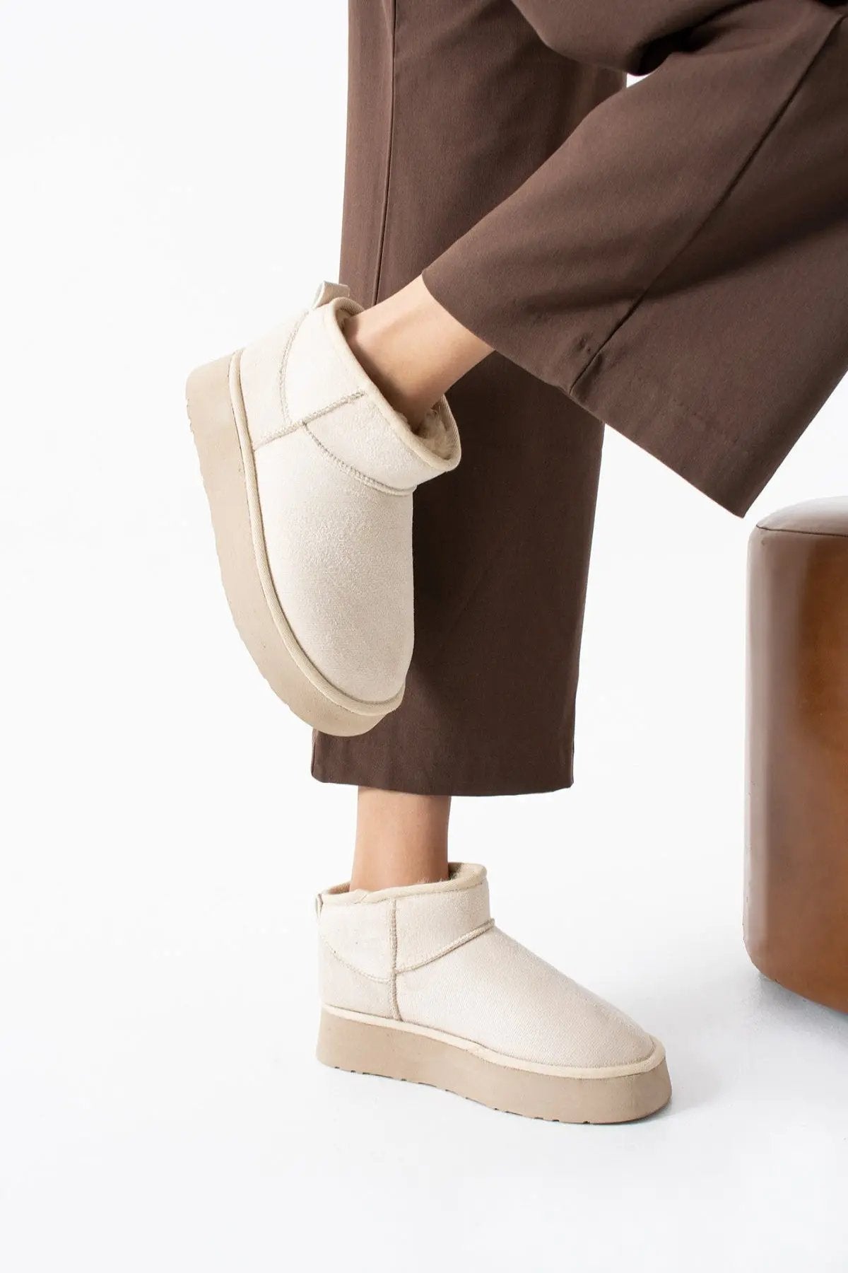 ULTRA MİNİ PLATFORM TABAN BOT - BEJ Melodi Ayakkabı