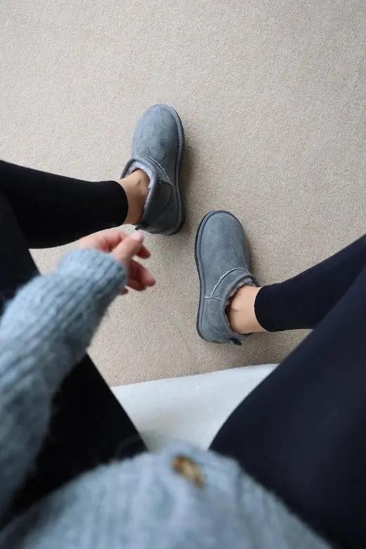 Mini Alçak Taban Süet İçi Kürklü Kadın Bot Melodi Ayakkabı