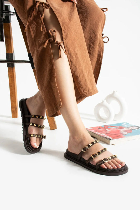 Lavinia Kadın Çift Tokalı Rahat Terlik – Günlük Yazlık Trend Terlik Melodiayakkabı