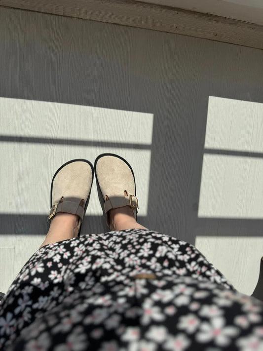 Melodi Ayakkabı Lumi El Yapımı Bej Tokalı Kadın Terlik – Günlük Şıklık ve Konfor Melodiayakkabı