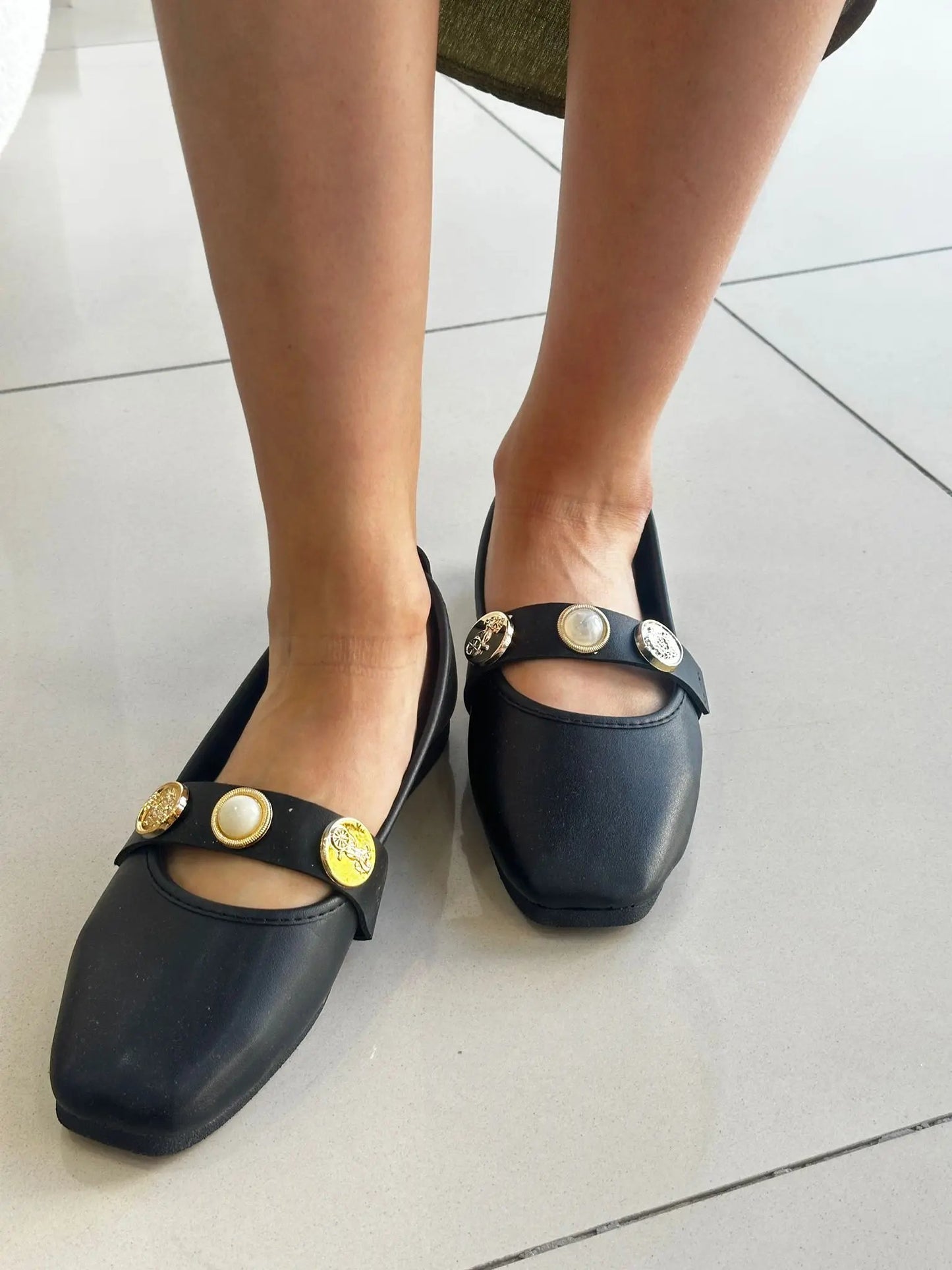 Melodi ayakkabı Metal Detaylı Kadın Babet - Şık Günlük Babet Melodi Ayakkabı