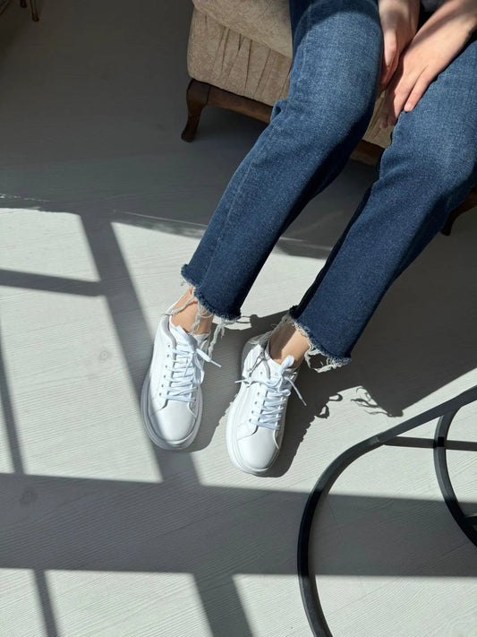 Fray Beyaz Günlük Spor Sneakers Melodi Ayakkabı