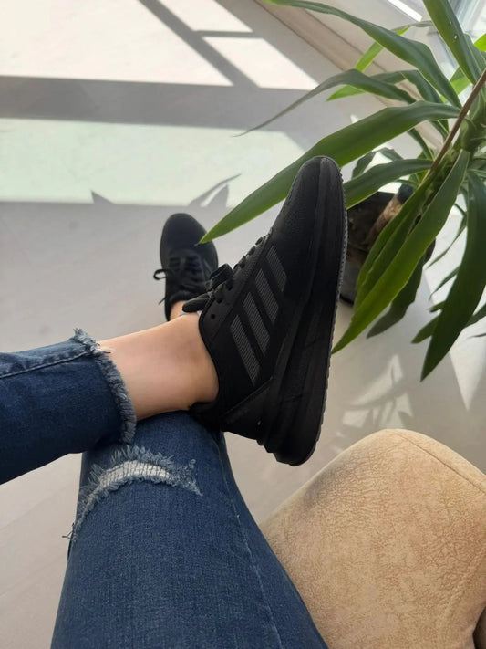 Run Simsiyah Paraşüt Kumaş Su Geçirmez Spor Ayakkabı - Melodi Ayakkabı