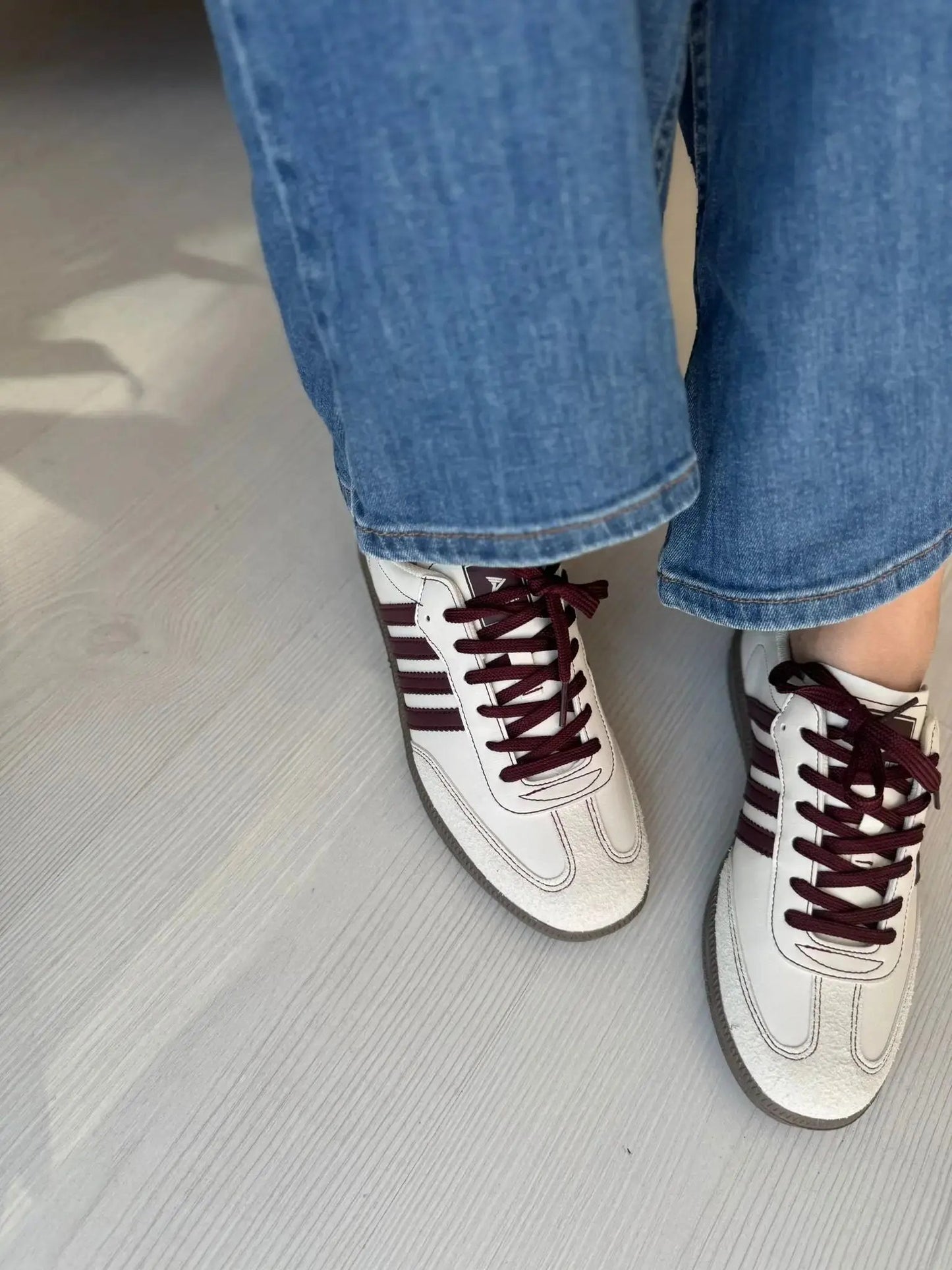 Samb Spor Ayakkabı Rahat Günlük Spor Ayakkabı - Beyaz Bordo Melodi Ayakkabı