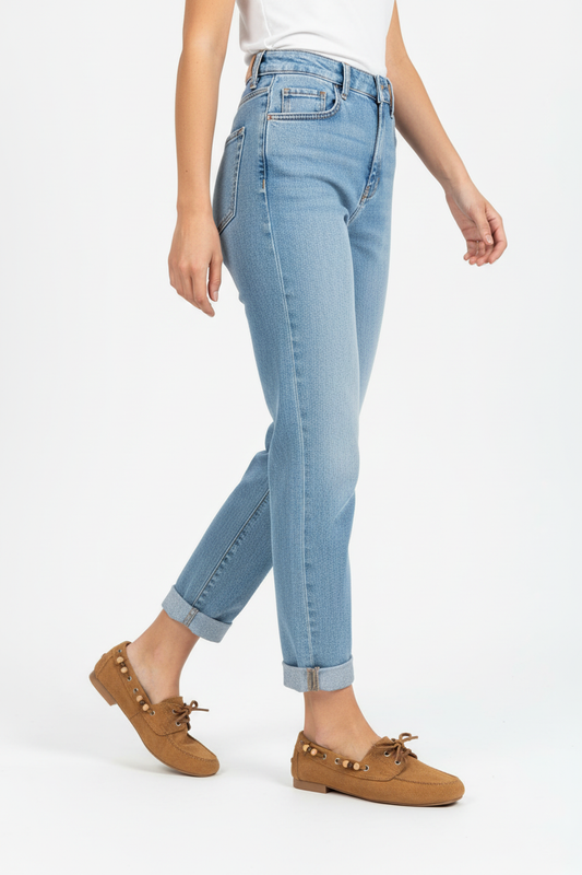 Taba Loafer + Açık Mavi Jean - Yan Görünüm