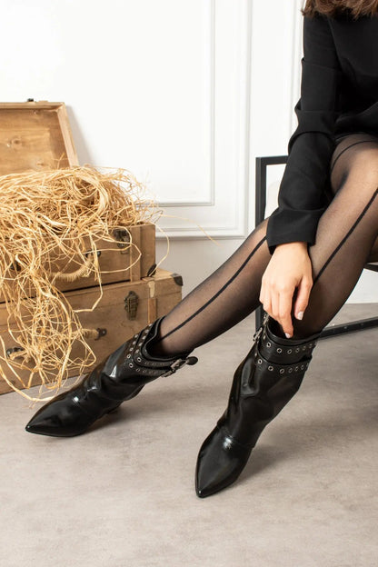 Jane Western Tokalı Kadın Topuklu Bot Melodi Ayakkabı