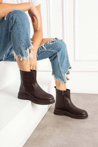 Arden Kadın Kahverengi Fermuarlı Bot Melodi Ayakkabı