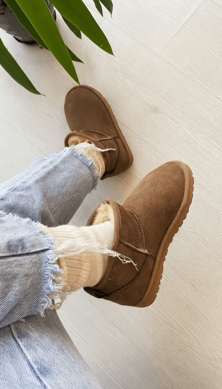 Mini Alçak Taban Süet İçi Kürklü Kadın Bot Melodi Ayakkabı