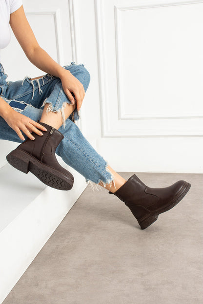 Arden Kadın Kahverengi Fermuarlı Bot Melodi Ayakkabı