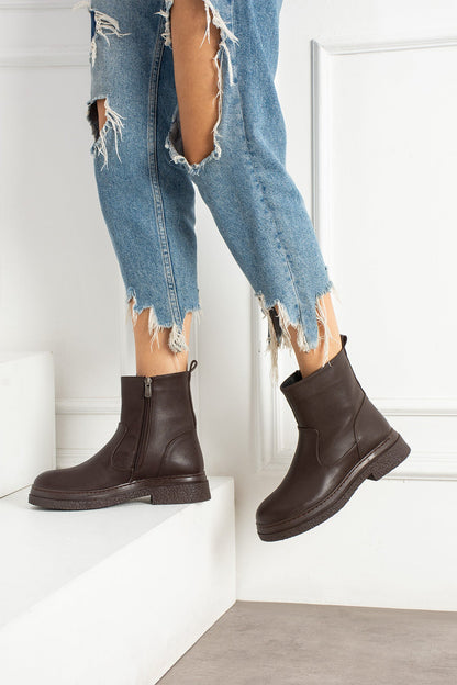 Arden Kadın Kahverengi Fermuarlı Bot Melodi Ayakkabı