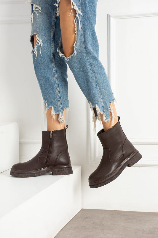 Arden Kadın Kahverengi Fermuarlı Bot Melodi Ayakkabı