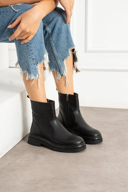 Arden Kadın Fermuarlı Chelsea Siyah Bot Melodi Ayakkabı