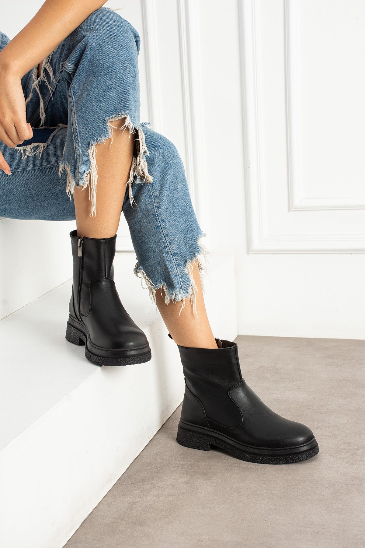 Arden Kadın Fermuarlı Chelsea Siyah Bot Melodi Ayakkabı