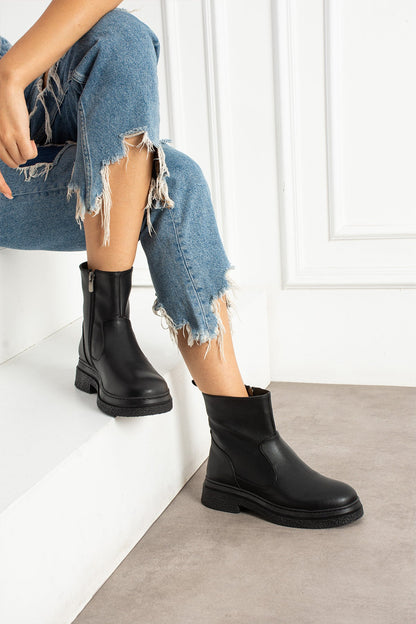 Arden Kadın Fermuarlı Chelsea Siyah Bot Melodi Ayakkabı