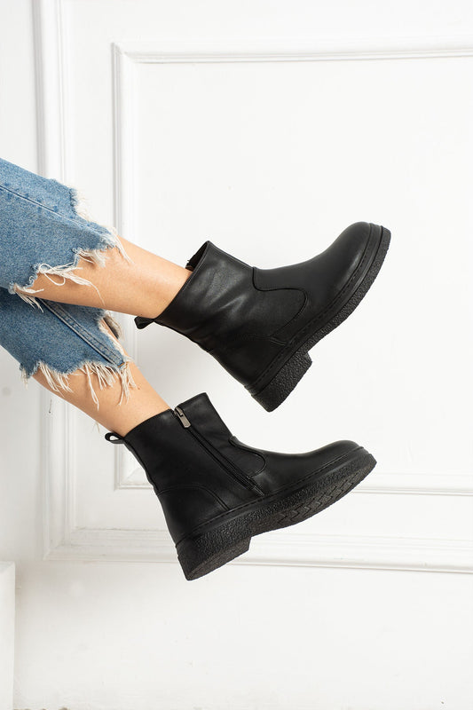 Arden Kadın Fermuarlı Chelsea Siyah Bot Melodi Ayakkabı