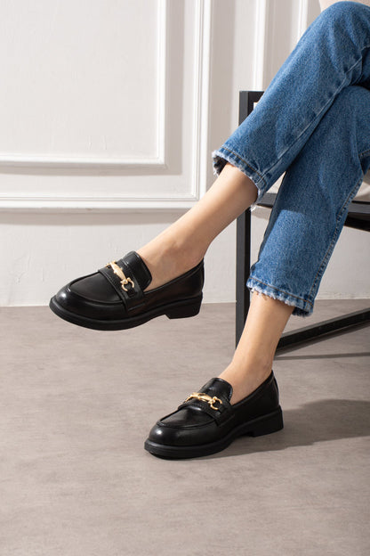 Zincir Detaylı Kadın Loafer Ayakkabı Melodi Ayakkabı