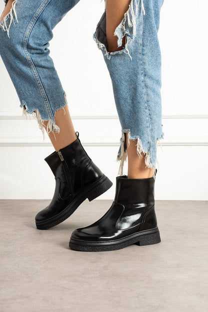 Arden Kadın Kahverengi Rugan Fermuarlı Bot Melodi Ayakkabı