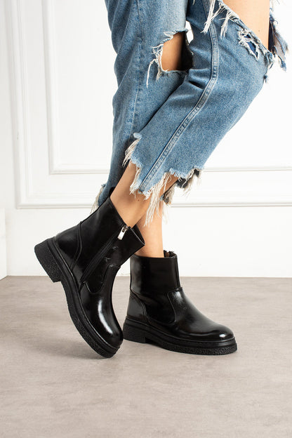 Arden Kadın Kahverengi Rugan Fermuarlı Bot Melodi Ayakkabı