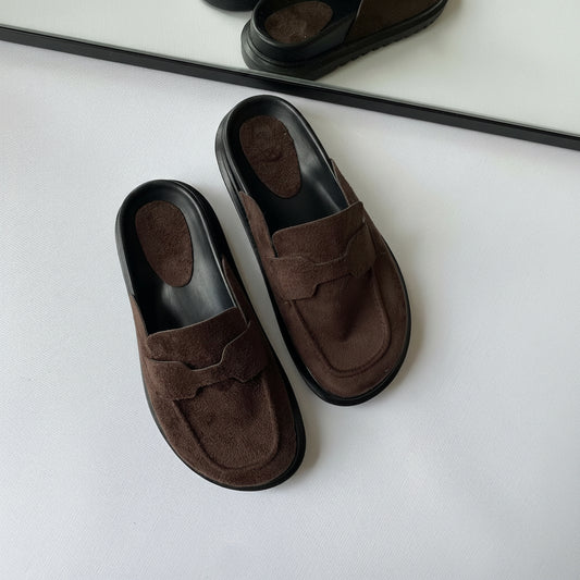 Mule Loafer Süet El Yapımı Şık Rahat Kalıp 
- Kahve