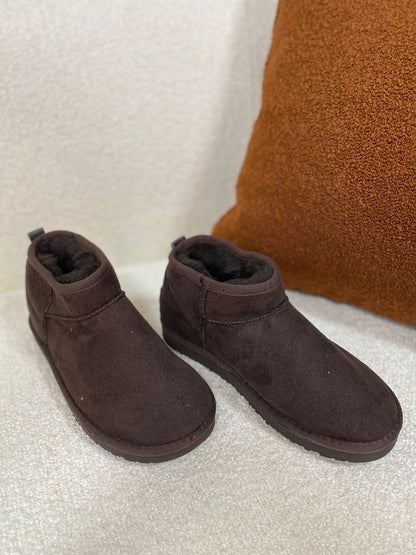Mini Alçak Taban Süet İçi Kürklü Kadın Bot