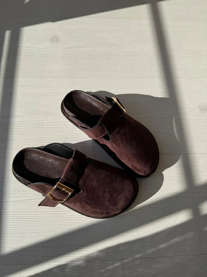 Lumi El Kahve Yapımı Kadın Önü Kapalı Toka Detaylı Kadın Terlik – Günlük Şıklık ve Konfor Melodi Ayakkabı