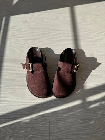 Lumi El Kahve Yapımı Kadın Önü Kapalı Toka Detaylı Kadın Terlik – Günlük Şıklık ve Konfor Melodi Ayakkabı