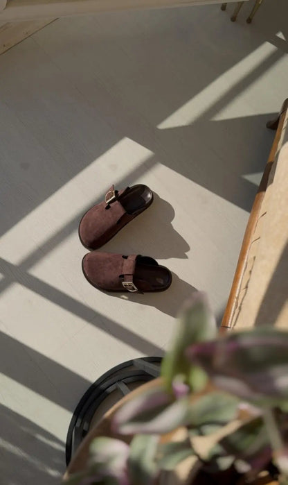 Lumi El Kahve Yapımı Kadın Önü Kapalı Toka Detaylı Kadın Terlik – Günlük Şıklık ve Konfor Melodi Ayakkabı