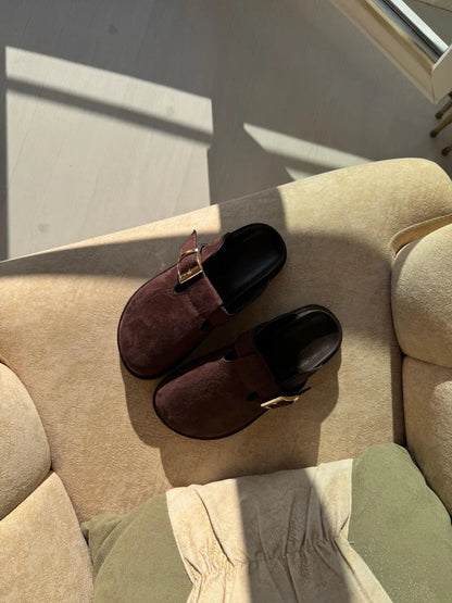 Lumi El Kahve Yapımı Kadın Önü Kapalı Toka Detaylı Kadın Terlik – Günlük Şıklık ve Konfor Melodi Ayakkabı