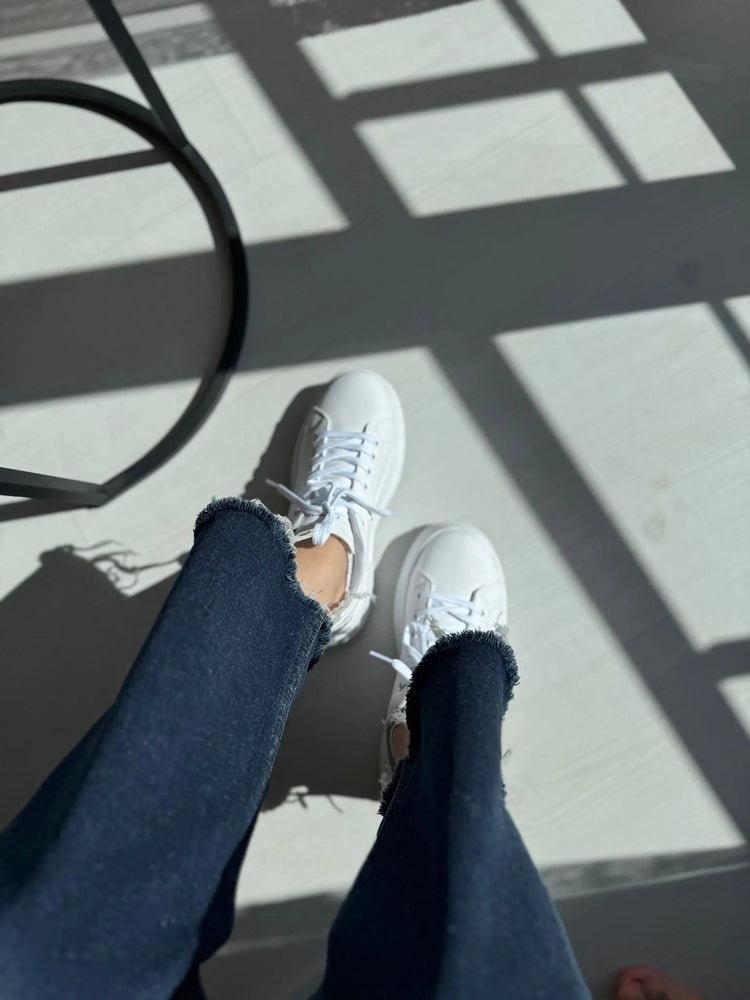 Fray Beyaz Günlük Spor Sneakers Melodi Ayakkabı
