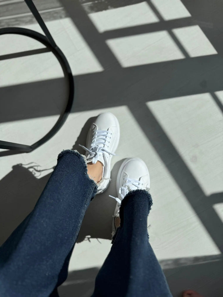 Fray Beyaz Günlük Spor Sneakers Melodi Ayakkabı