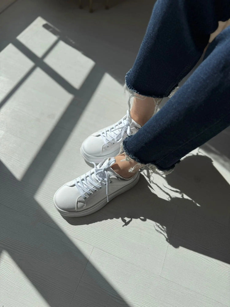 Fray Beyaz Günlük Spor Sneakers Melodi Ayakkabı