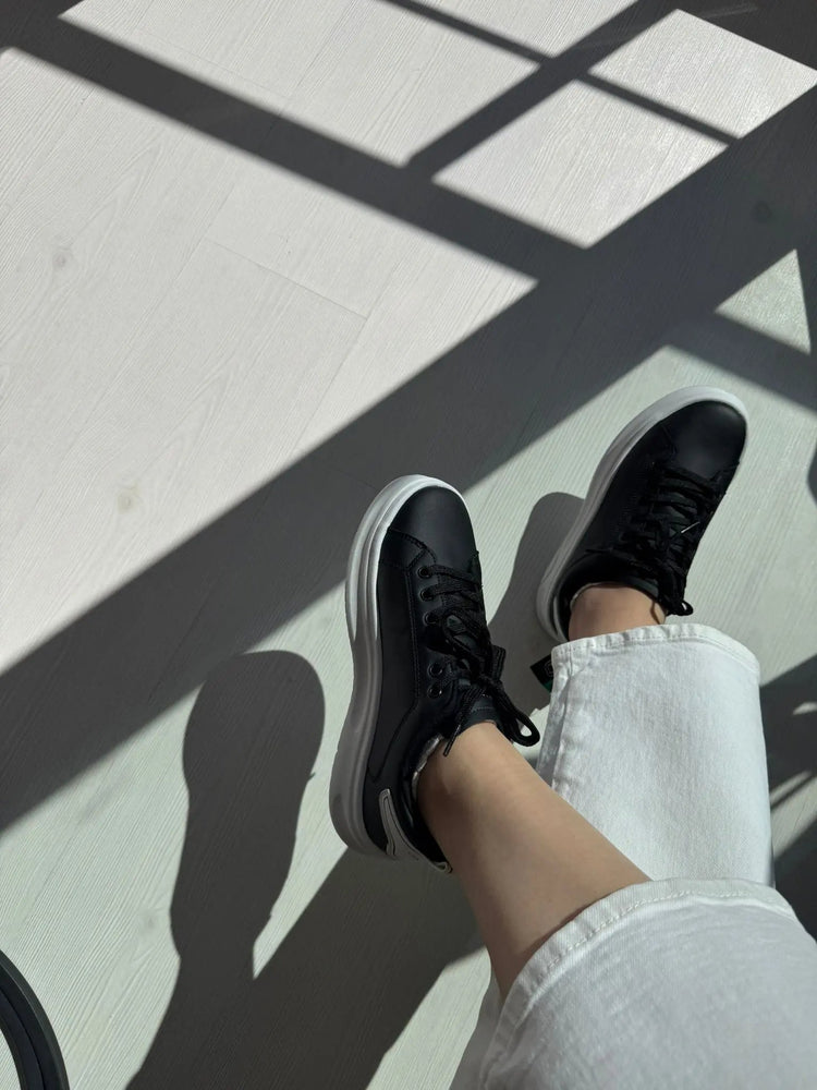 Fray Siyah Beyaz Günlük Spor Sneakers Melodi Ayakkabı