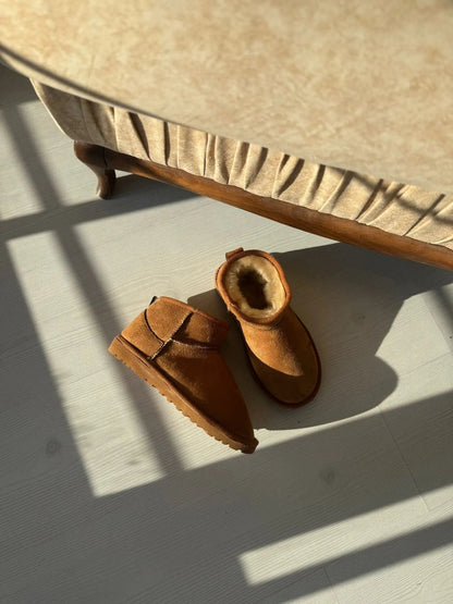 Mini Alçak Taban Süet İçi Kürklü Kadın Bot Melodi Ayakkabı