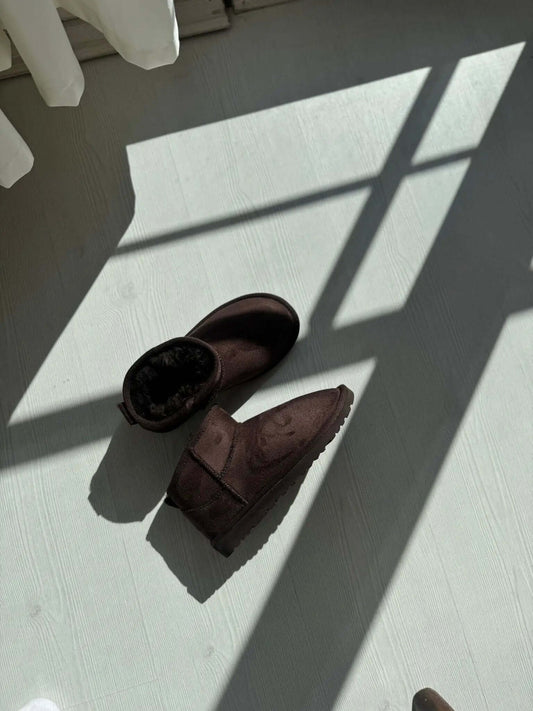 Mini Alçak Taban Süet İçi Kürklü Kadın Bot Melodi Ayakkabı