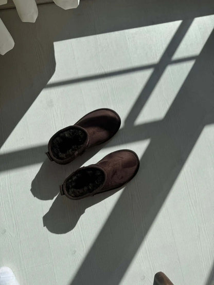 Mini Alçak Taban Süet İçi Kürklü Kadın Bot Melodi Ayakkabı