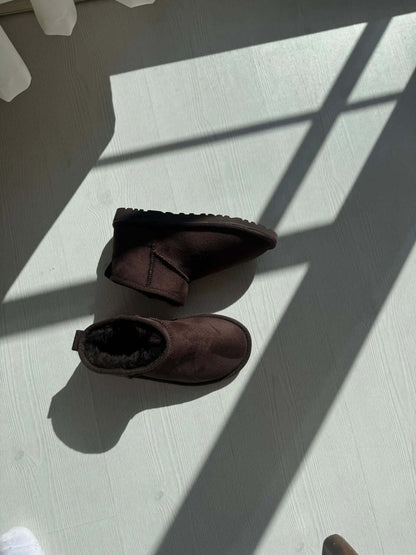 Mini Alçak Taban Süet İçi Kürklü Kadın Bot Melodi Ayakkabı