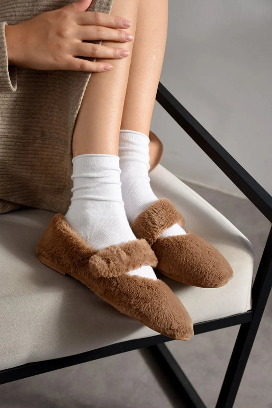 Peluş Babet–Tüylü Ultra Yumuşak Hafif Sıcak Konforlu Panduf Melodi Ayakkabı