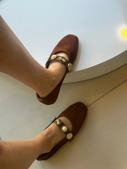 Melodi ayakkabı Metal Detaylı Kadın Babet - Şık Günlük Babet Melodi Ayakkabı