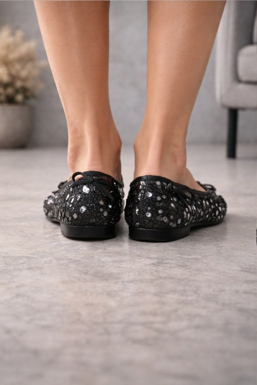 Kadın Payetli Fiyonklu Günlük Rahat Babet Ayakkabı