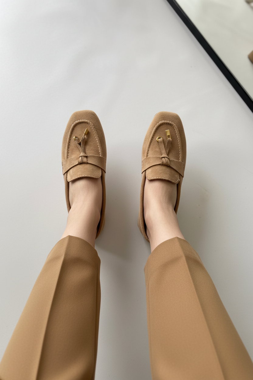 Bej Loafer Kahverengi Pantolon Kombini