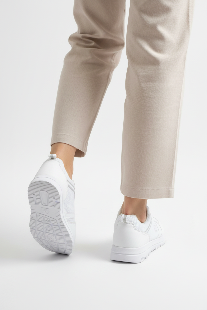 Günlük rahat ortopedik kadın sneakers beyaz - arka açı
