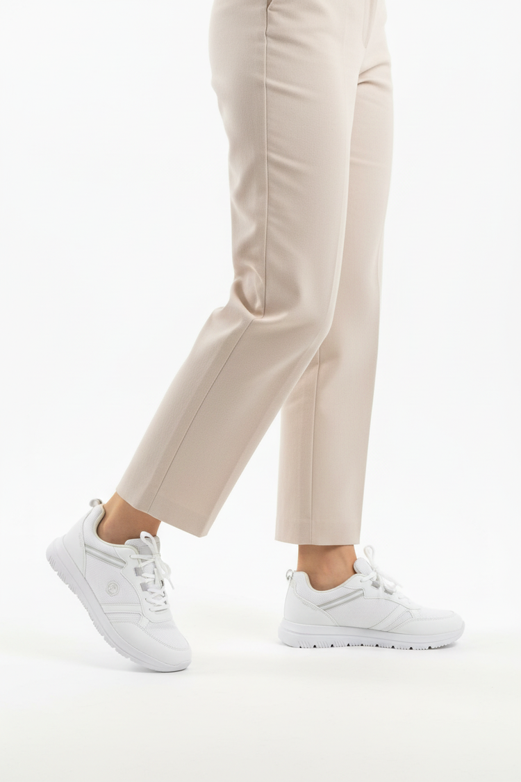 Günlük rahat ortopedik kadın sneakers beyaz - yan açı