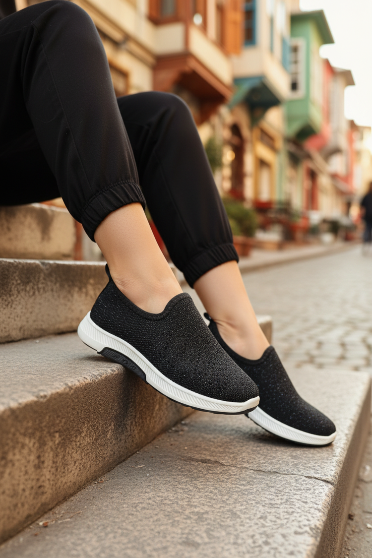 Softy taşlı slip-on kadın sneaker - görsel 2