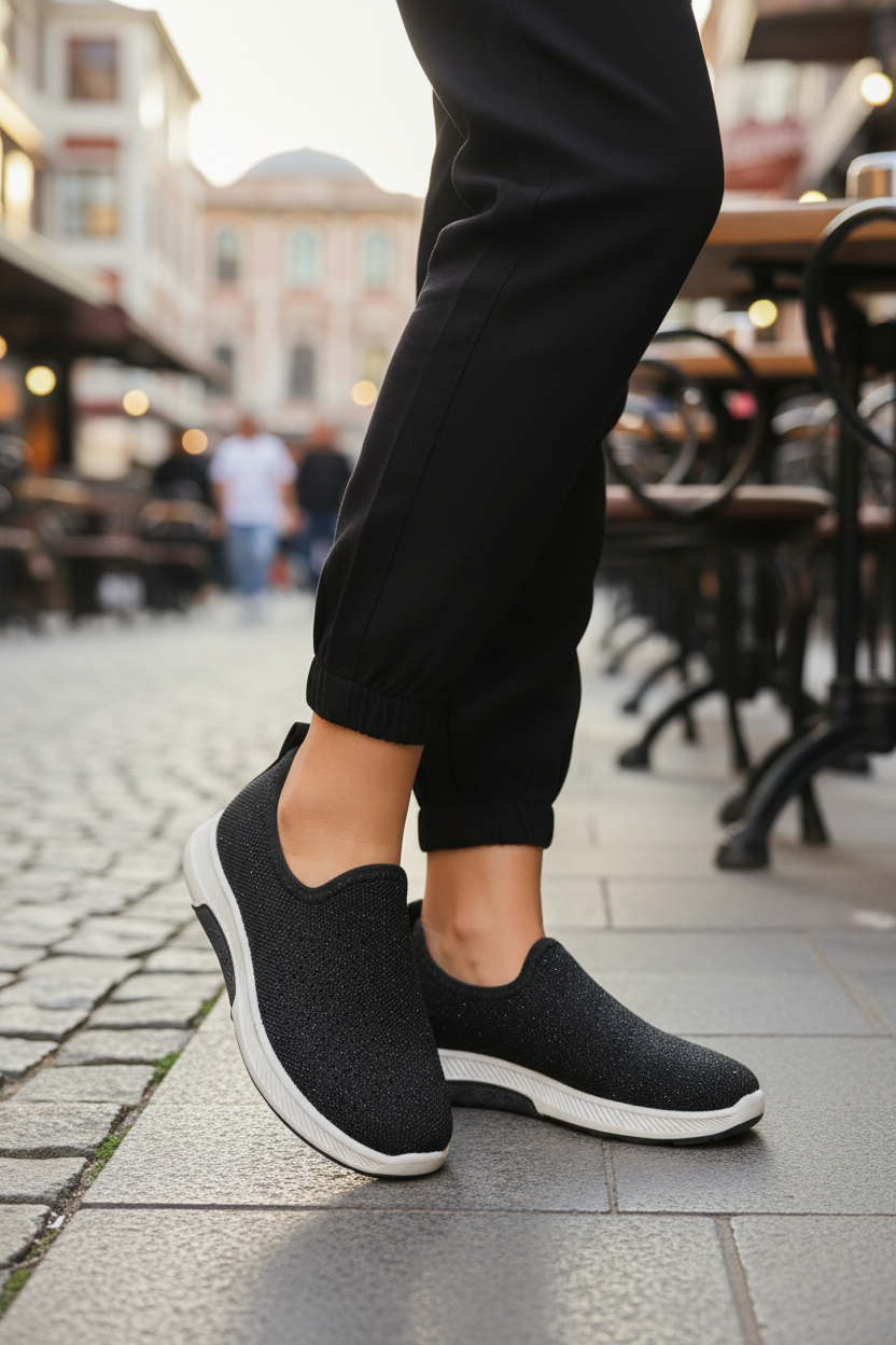Softy taşlı slip-on kadın sneaker - görsel 4