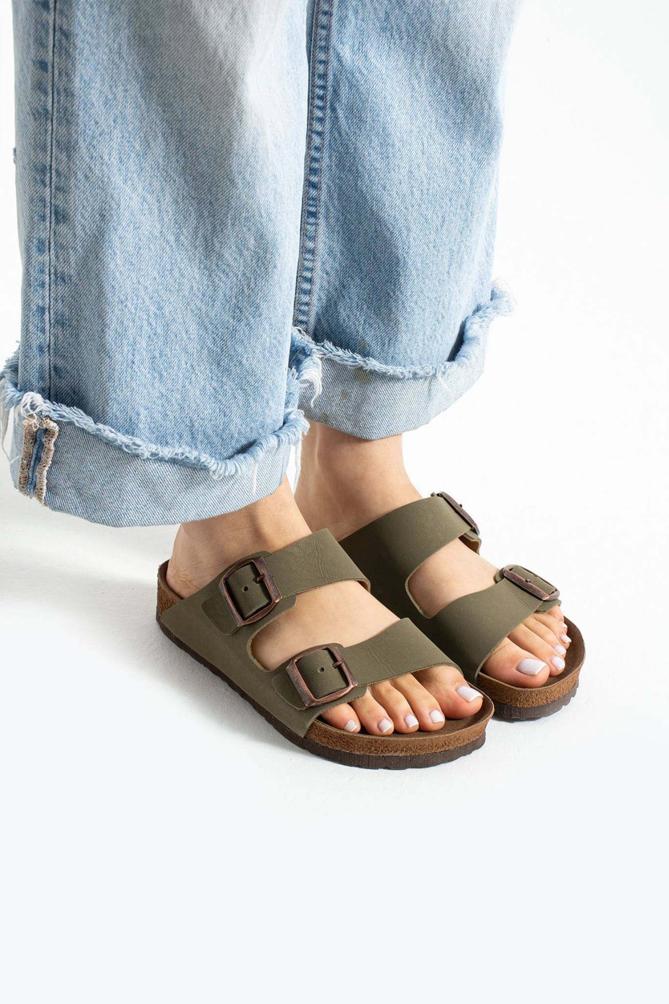 Arizona Çift Bantlı Rahat Günlük Terlik - Haki