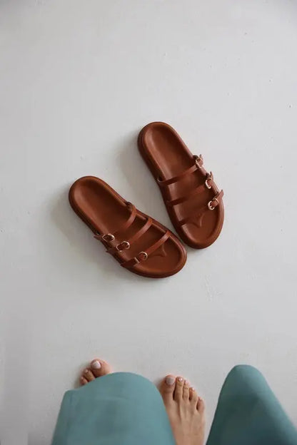 Lavinia Kadın Çift Tokalı Rahat Terlik – Günlük Yazlık Trend Terlik Melodiayakkabı