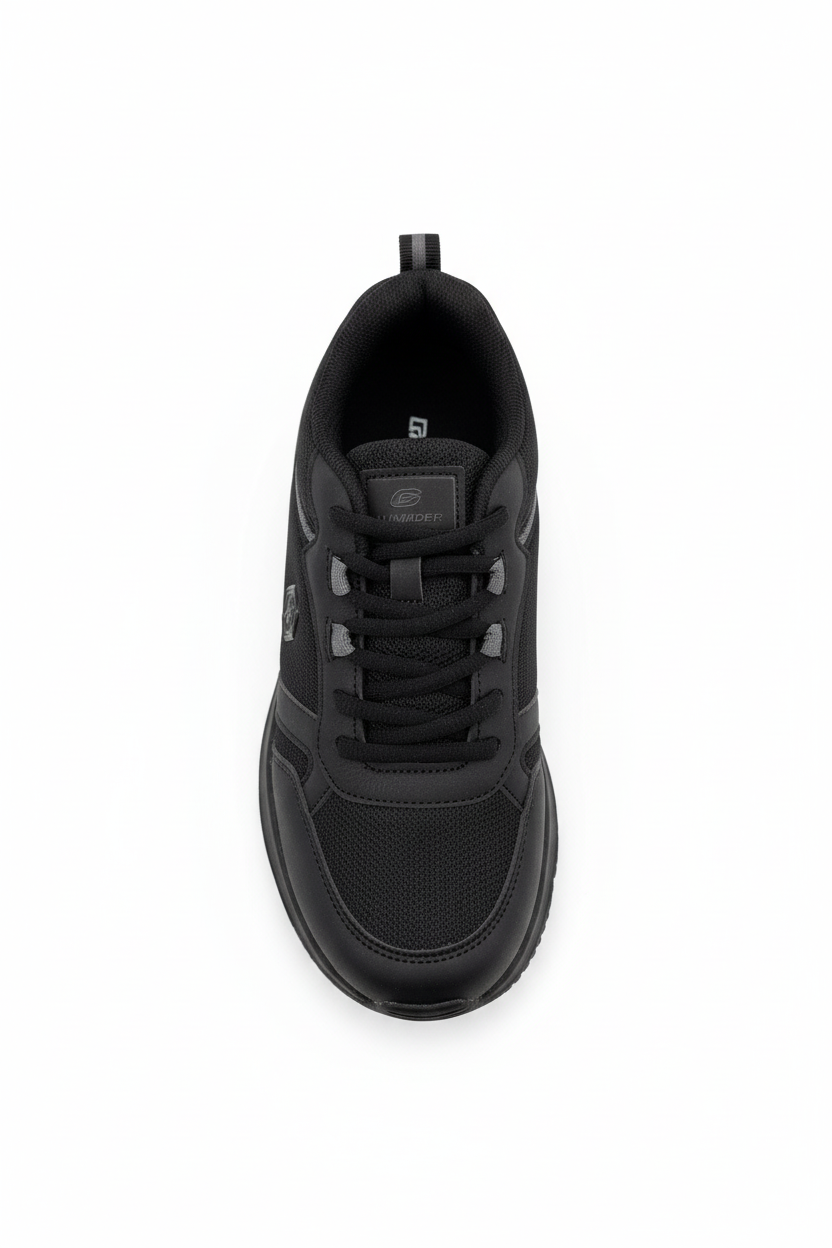 Günlük rahat ortopedik kadın sneakers siyah - üstten