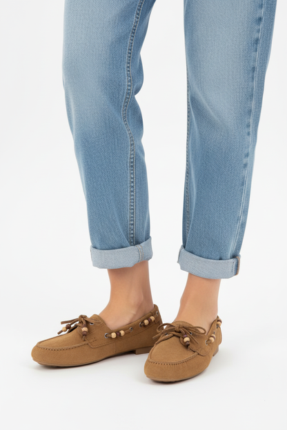 Taba Loafer + Açık Mavi Jean - Paça Kıvırma