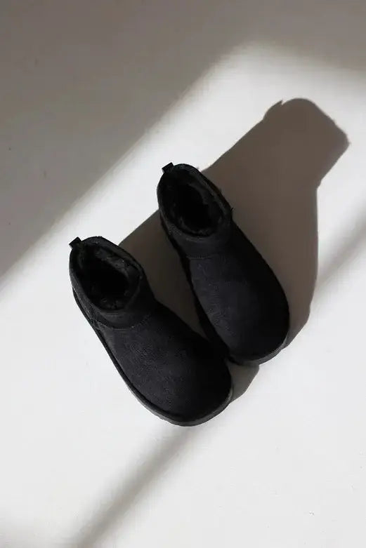 Mini Alçak Taban Süet İçi Kürklü Kadın Bot Melodi Ayakkabı